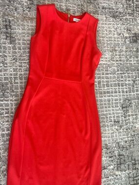 Calvin Klein Coral-Orange Sleeveless Sheath Dress – Size 8